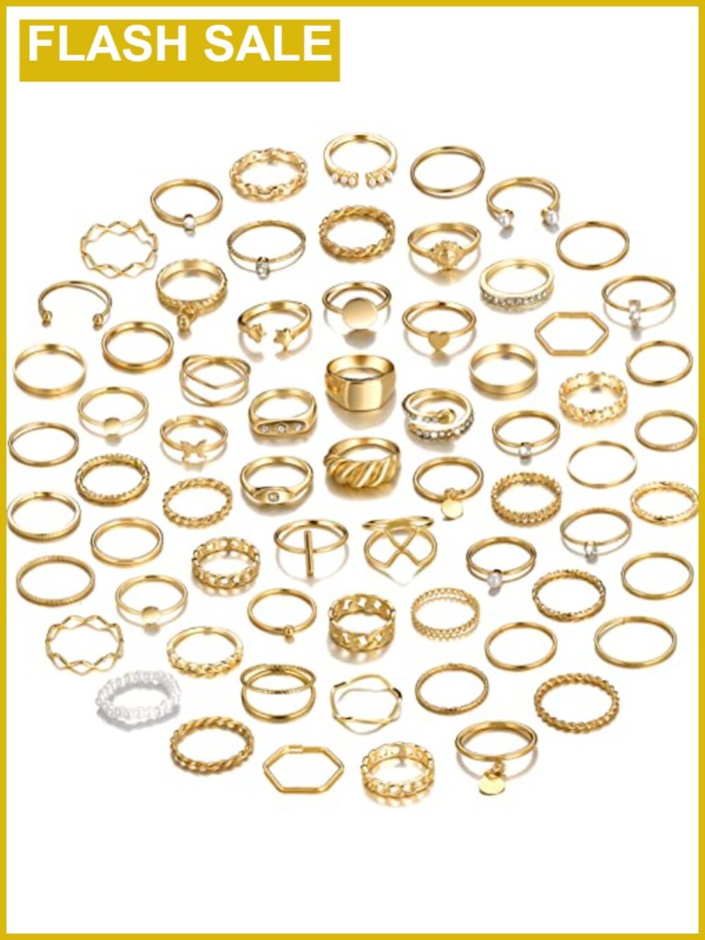 68 Pc Gold Plated Stacking Rings Set Boho Knuckle Midi Rings Women Alloy Jewelry